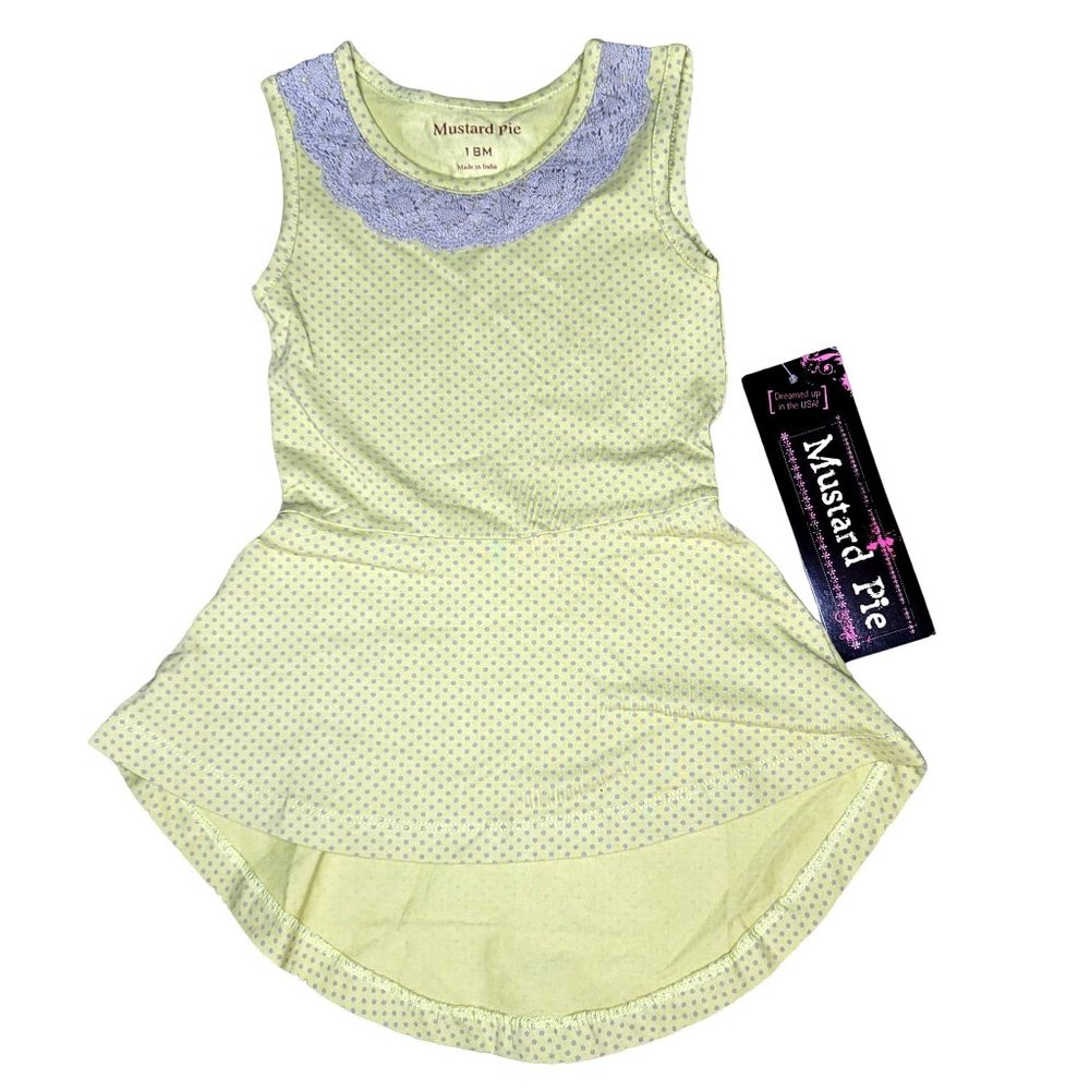 Mustard Pie NWT green grey polks dot lace trim tank top high low size 18m